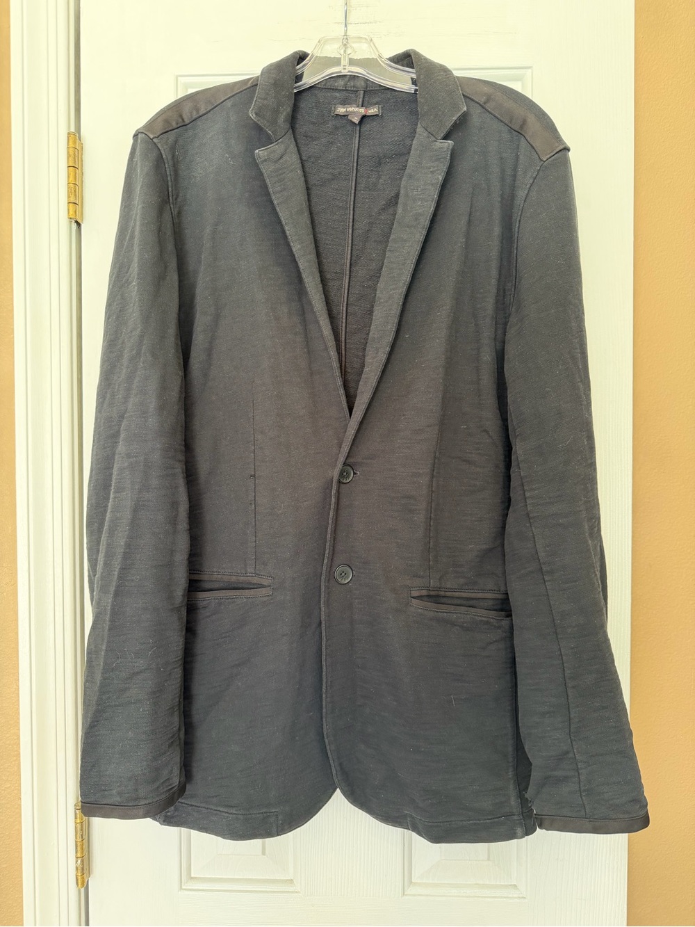 John Varvatos Star USA Black Blazer Men's Medium Flawed  Hong Kong Elbow Patches